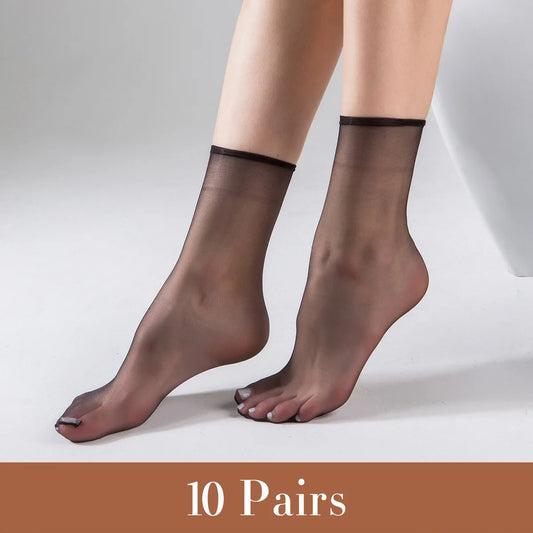 Pack de 10 pares de medias calcetín invisibles para mujer – finas, suaves y transpirables