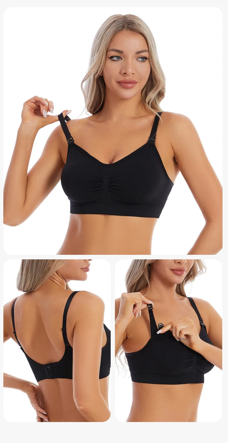 2 PCS | Sujetador de lactancia sin aros – algodón elástico, alta calidad, transpirable y cómodo
