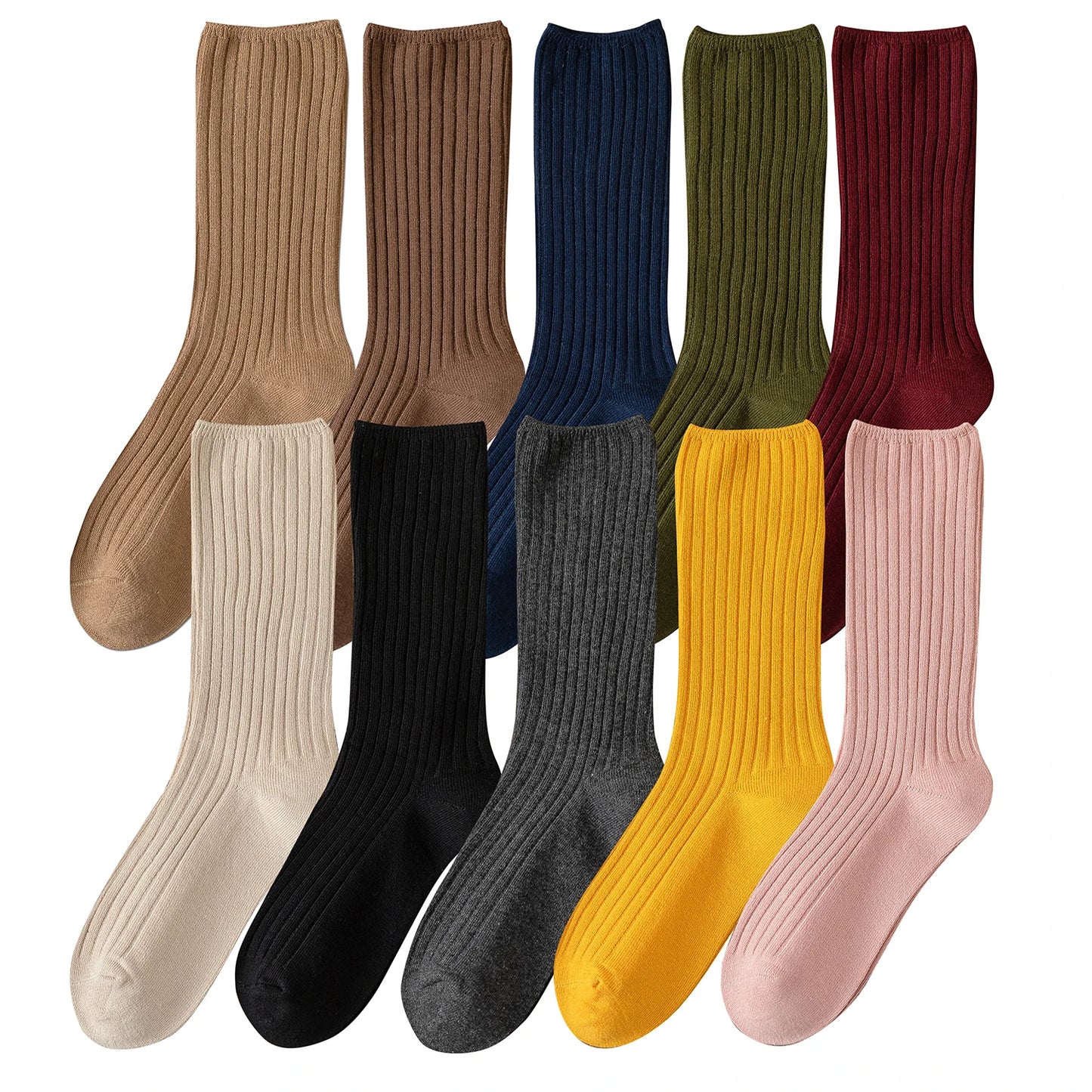 Pack de 10 calcetines básicos de algodón para mujer – altura media