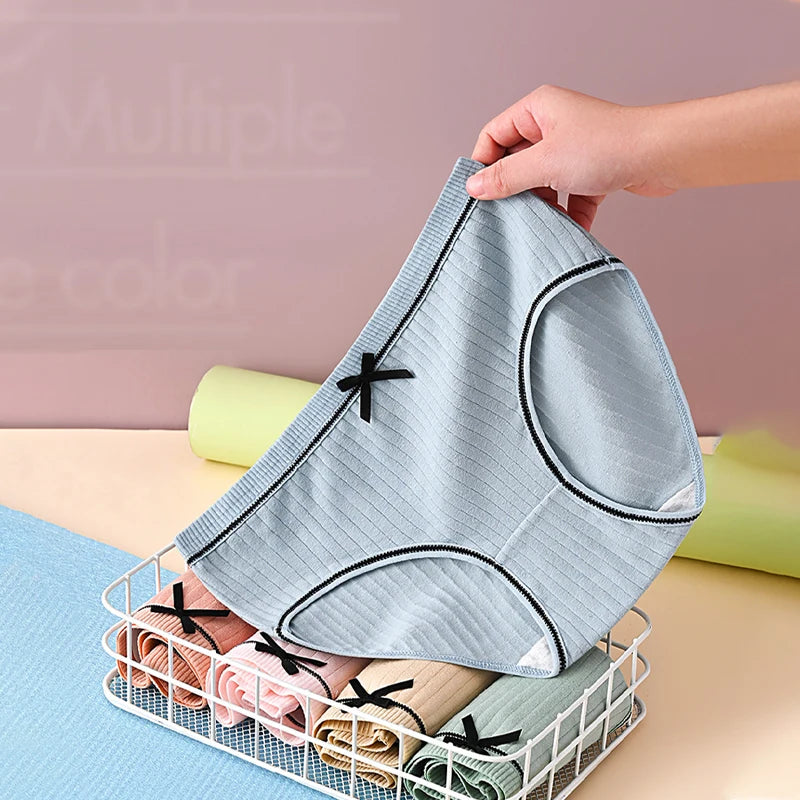 Pack de 7 Braguitas Mujer con Lazo – Talle Medio | Suaves, Transpirables y Cómodas