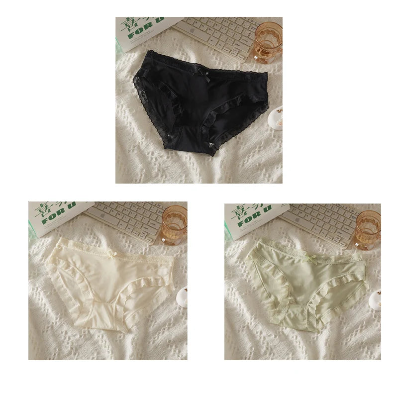 Pack 3 Braguitas Mujer con Encaje – Secado Rápido | Talle Bajo | Sin Costuras