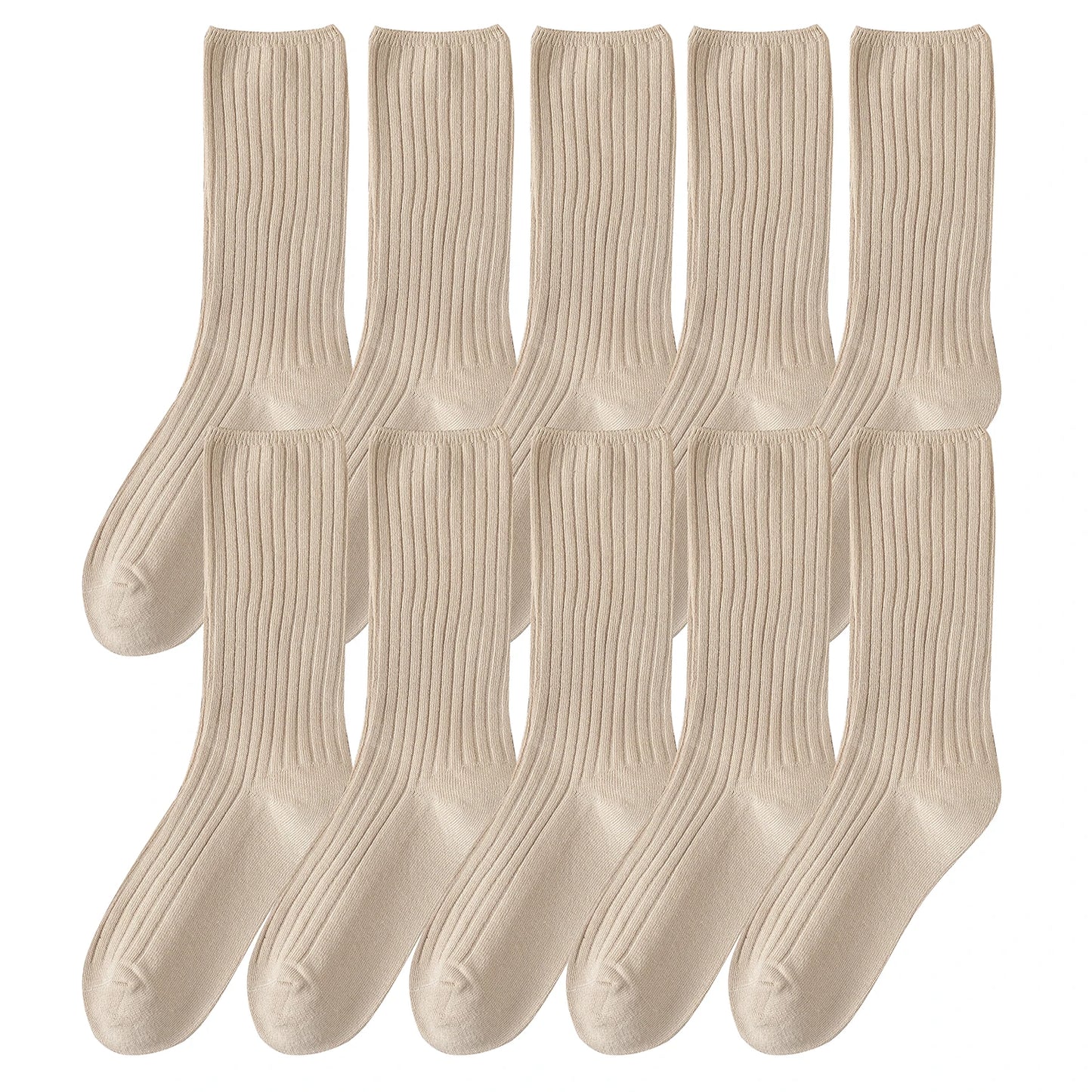 Pack de 10 calcetines básicos de algodón para mujer – altura media
