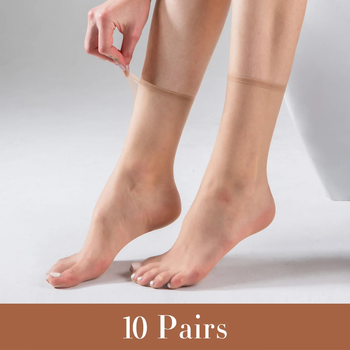 Pack de 10 pares de medias calcetín invisibles para mujer – finas, suaves y transpirables