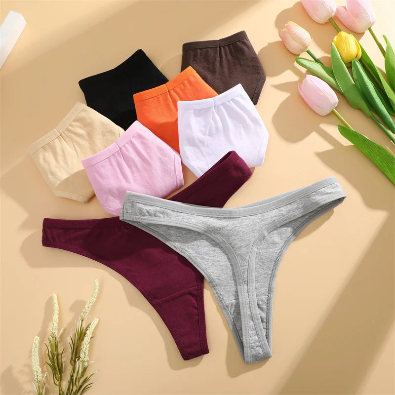 Pack 4 Tangas de Algodón para Mujer | Corte Bajo y Cintura en V