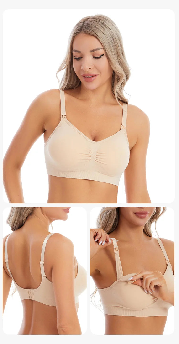 2 PCS | Sujetador de lactancia sin aros – algodón elástico, alta calidad, transpirable y cómodo