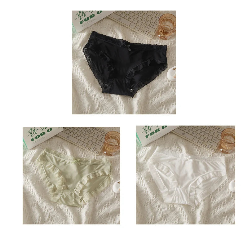 Pack 3 Braguitas Mujer con Encaje – Secado Rápido | Talle Bajo | Sin Costuras