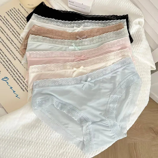 Pack 3 Braguitas Mujer con Encaje – Secado Rápido | Talle Bajo | Sin Costuras
