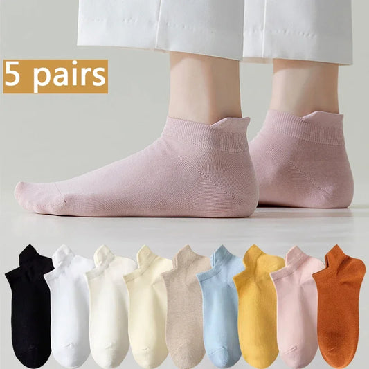 Pack de 5 pares de calcetines invisibles de algodón para mujer – frescos, cómodos y versátiles