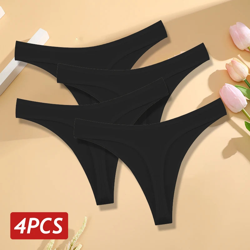 Pack 4 Tangas de Algodón para Mujer | Corte Bajo y Cintura en V