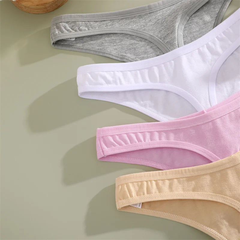 Pack 4 Tangas de Algodón para Mujer | Corte Bajo y Cintura en V