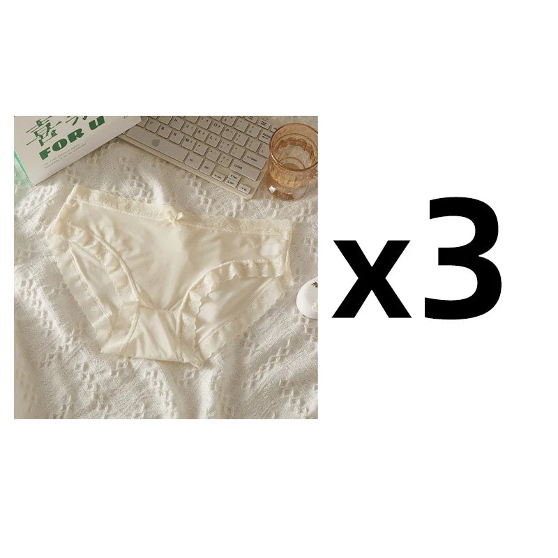 Pack 3 Braguitas Mujer con Encaje – Secado Rápido | Talle Bajo | Sin Costuras
