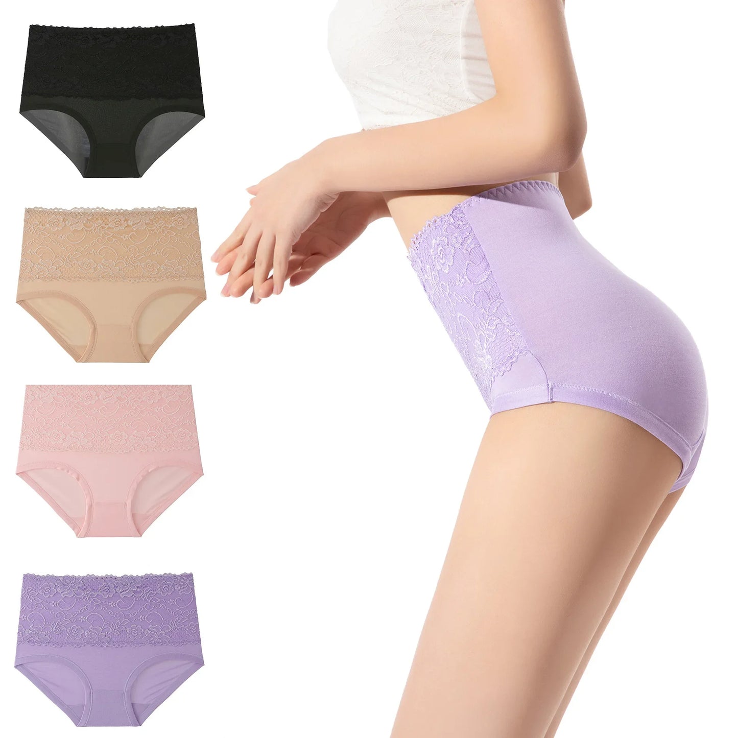 Pack - 3 pcs | Bragas Altas de Encaje