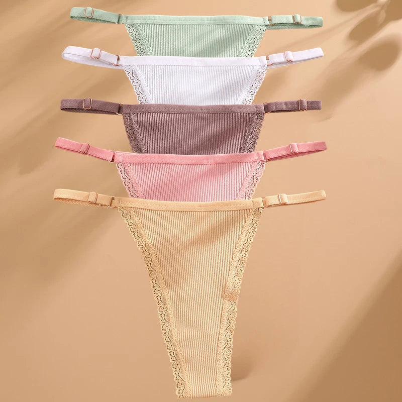 Pack de 5 tangas de algodón para mujer – estilo básico y cómodo