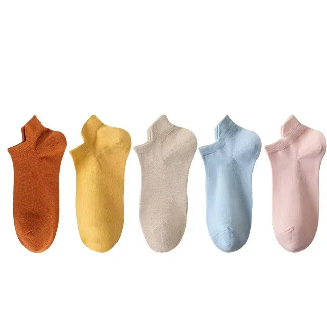 Pack de 5 pares de calcetines invisibles de algodón para mujer – frescos, cómodos y versátiles