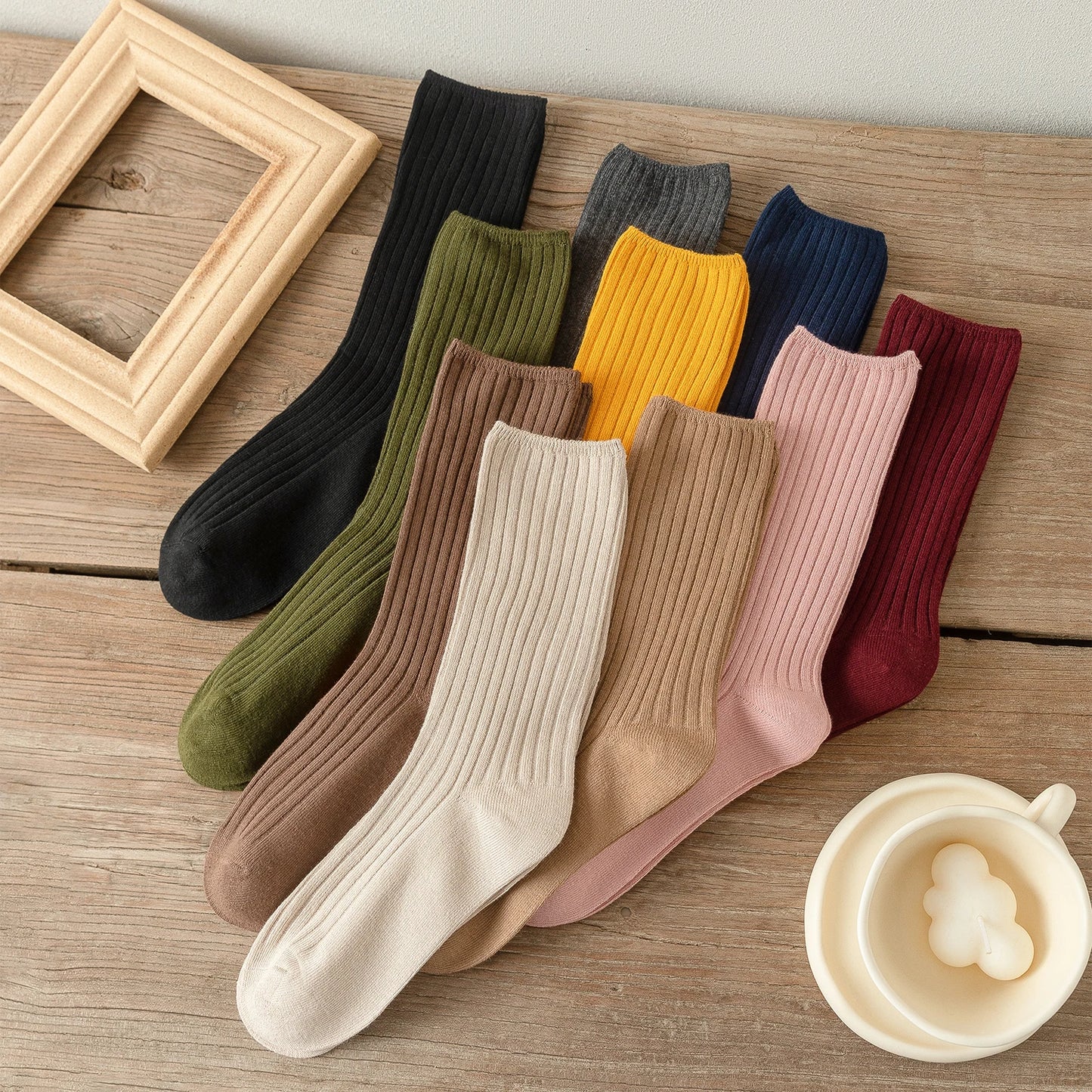 Pack de 10 calcetines básicos de algodón para mujer – altura media