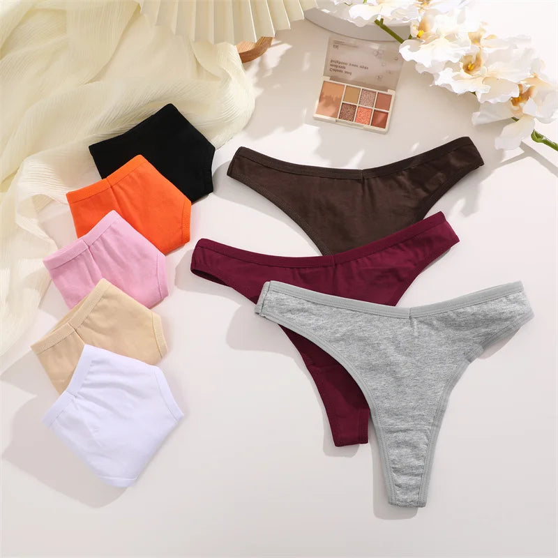 Pack 4 Tangas de Algodón para Mujer | Corte Bajo y Cintura en V