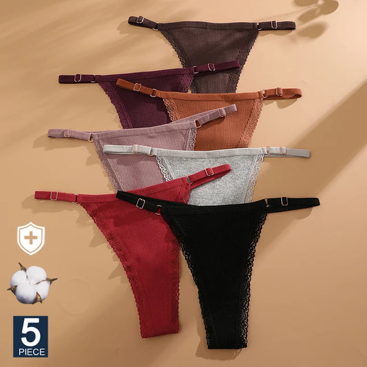 Pack de 5 tangas de algodón para mujer – estilo básico y cómodo