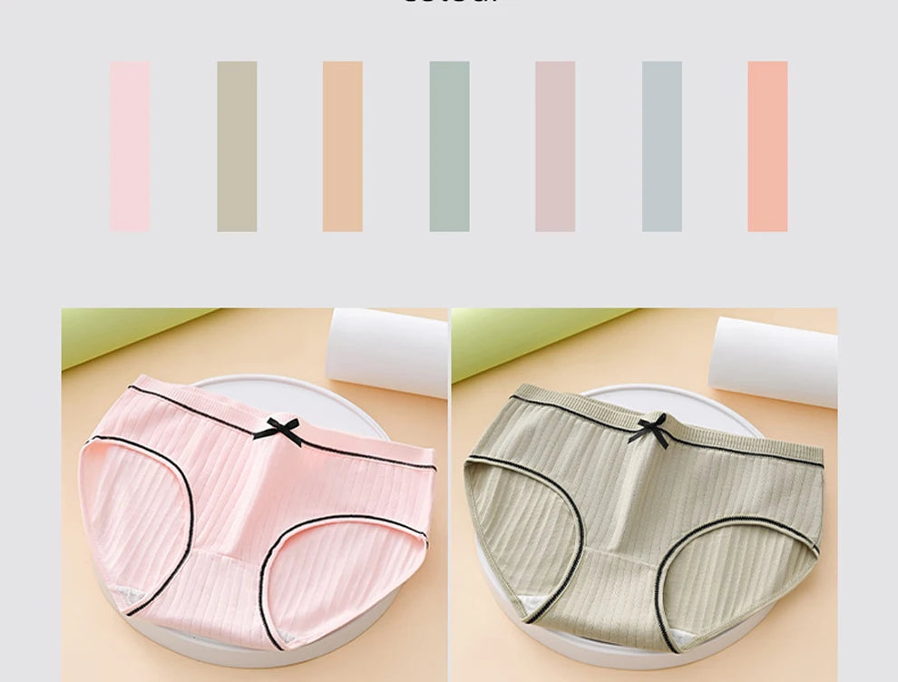 Pack de 7 Braguitas Mujer con Lazo – Talle Medio | Suaves, Transpirables y Cómodas
