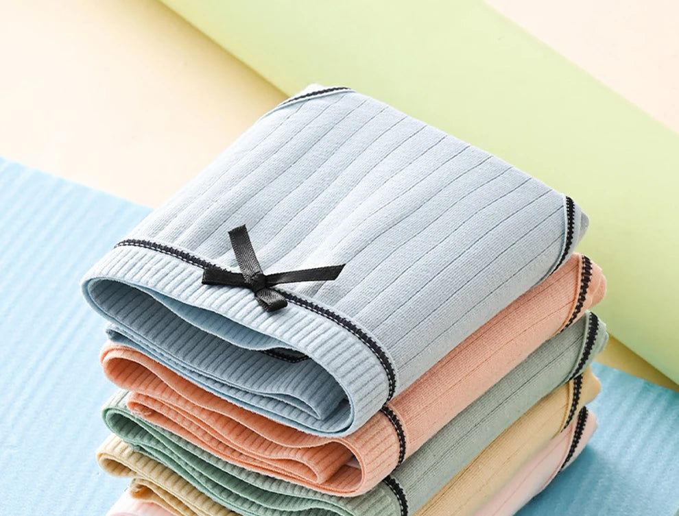 Pack de 7 Braguitas Mujer con Lazo – Talle Medio | Suaves, Transpirables y Cómodas