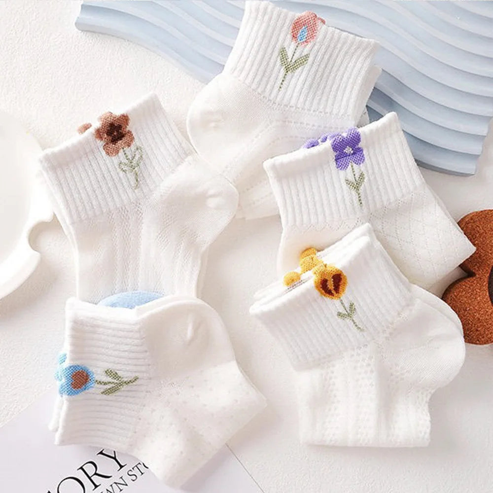 Pack de 5/10 pares de calcetines florales para mujer – transpirables y ligeros